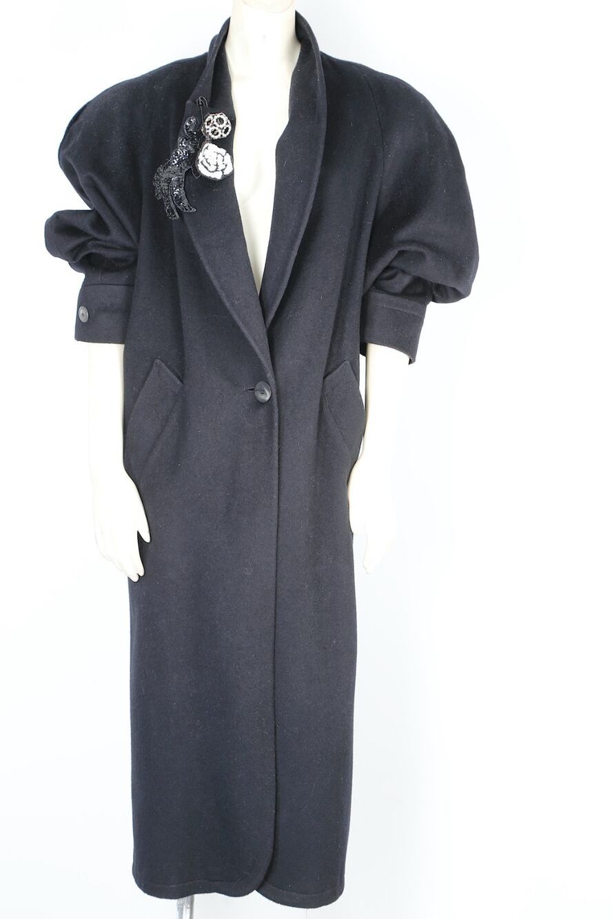 The Limited Vintage Black Wool Oversized Statement Maxi Duster Coat Size 4